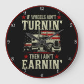 車輪ターンイン、アーニン'：トラック運転手の生活 ラージ壁時計 (正面)