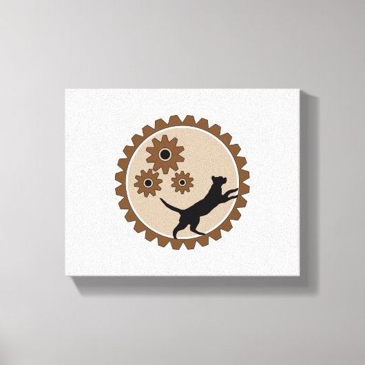 車輪付きの犬かご キャンバスプリント (正面)