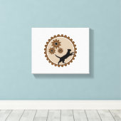 車輪付きの犬かご キャンバスプリント (インサイチュ (ウッドフロア))