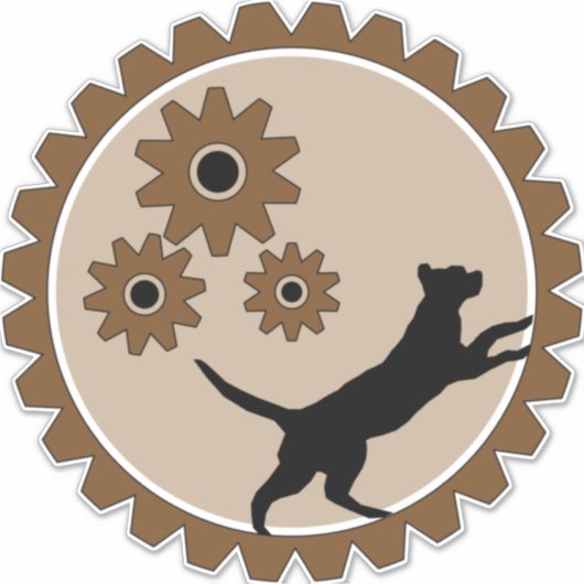 車輪付きの犬かご シール (正面)