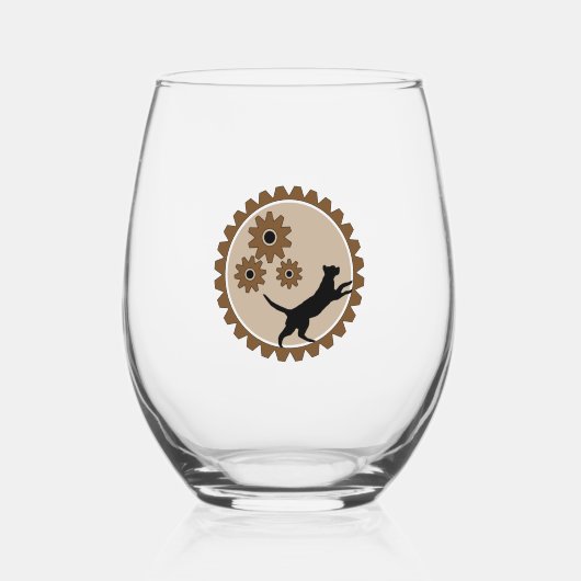 車輪付きの犬かご ステムなしワイングラス (正面)
