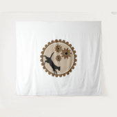 車輪付きの犬かご タペストリー (正面(横))