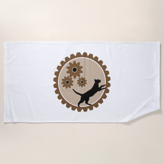 車輪付きの犬かご ビーチタオル (正面)