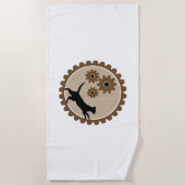 車輪付きの犬かご ビーチタオル (正面)