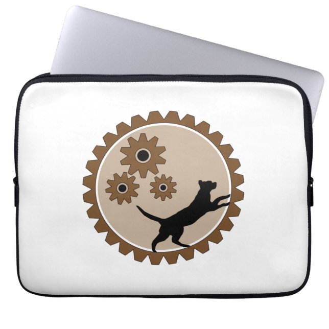 車輪付きの犬かご ラップトップスリーブ (正面)