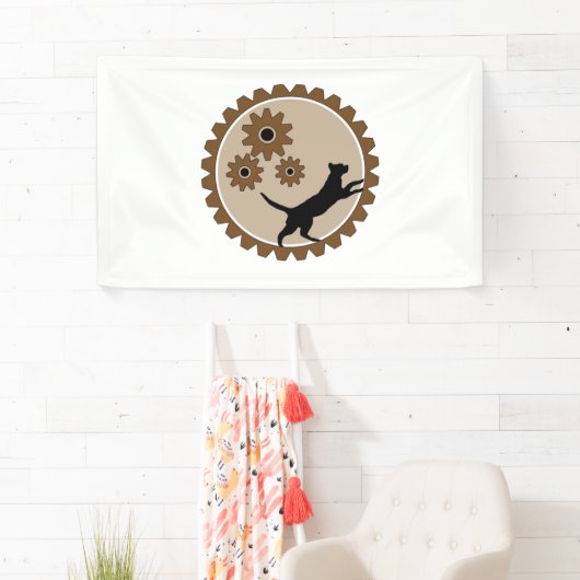 車輪付きの犬かご 横断幕 (インサイチュ)