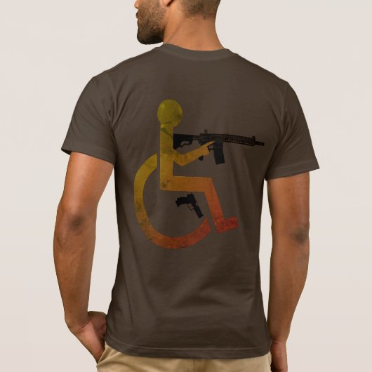 車輪付き武装 – 丸なし – 数々の米国製 Tシャツ (裏面)