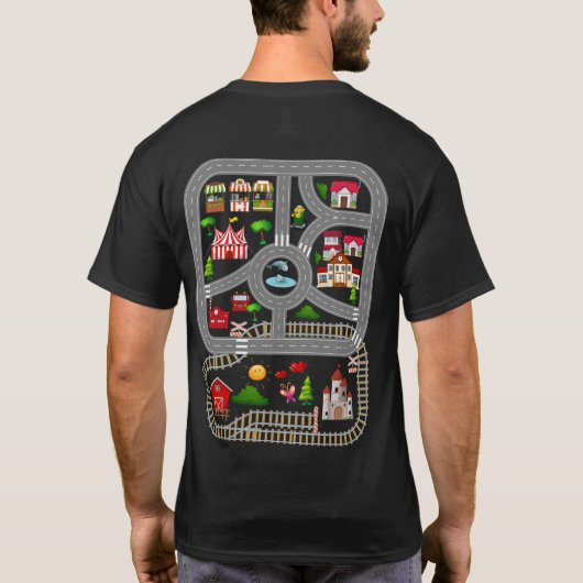 車遊やパパやママの背中の電車 Tシャツ (裏面)