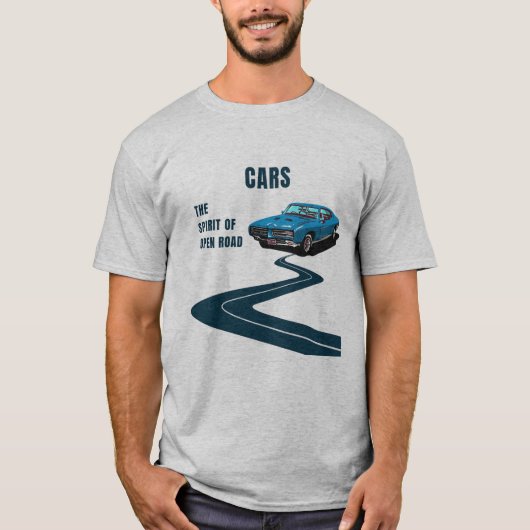 車：オープンロードの精神 | F1 |モーターソール Tシャツ (正面)