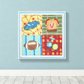 車、ジャージー、サッカー、ドラムキット キャンバスプリント (インサイチュ (ウッドフロア))