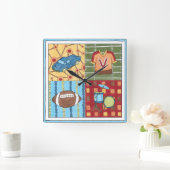 車、ジャージー、サッカー、ドラムキット スクエア壁時計 (ホーム)