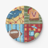 車、ジャージー、サッカー、ドラムキット ペーパープレート (正面)
