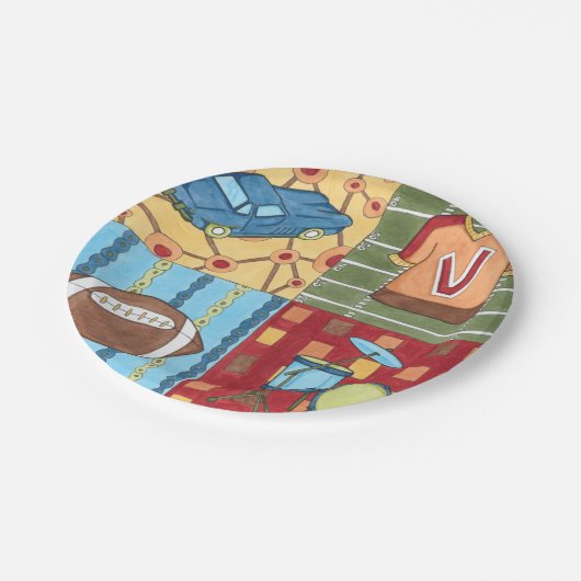 車、ジャージー、サッカー、ドラムキット ペーパープレート (アングル)