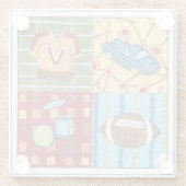 車、ジャージー、フットボールおよびドラムキット ガラスコースター (裏面)