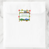 車、トラックと通りシンボルや象徴誕生日パーティー スクエアシール (バッグ)