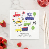 車&トラックボーイズベビーシャワー紙ナプキンス スタンダードランチョンナプキン (インサイチュ)