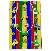 車、トラック、トラクター少年の誕生日 ミディアムペーパーバッグ (正面)