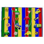 車、トラック、トラクター少年の誕生日 ラージペーパーバッグ (裏面)