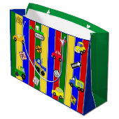 車、トラック、トラクター少年の誕生日 ラージペーパーバッグ (裏面アングル)