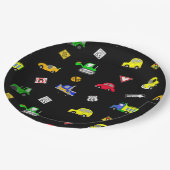 車、トラック、交通シンボルや象徴少年の誕生日パーティー ペーパープレート (アングル)