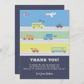 車、トラック、飛行機の少年誕生日ありがとう サンキューカード (正面/裏面)