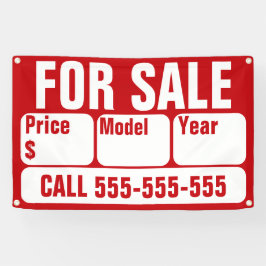 車、ボート、トラック、家の販売標識 横断幕