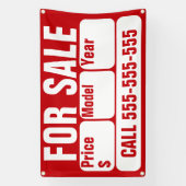 車、ボート、トラック、家の販売標識 横断幕 (縦)
