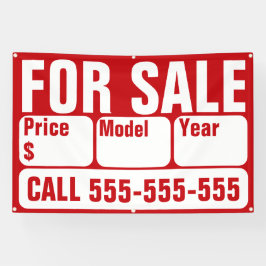 車、ボート、トラック、家の販売標識 横断幕