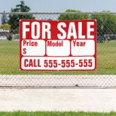 車、ボート、トラック、家の販売標識 横断幕 (インサイチュ)