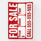 車、ボート、トラック、家の販売標識 横断幕 (縦)