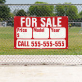 車、ボート、トラック、家の販売標識 横断幕 (インサイチュ)