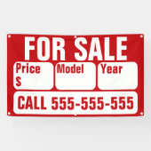 車、ボート、トラック、家の販売標識 横断幕 (横)