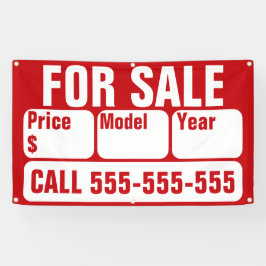 車、ボート、トラック、家の販売標識 横断幕