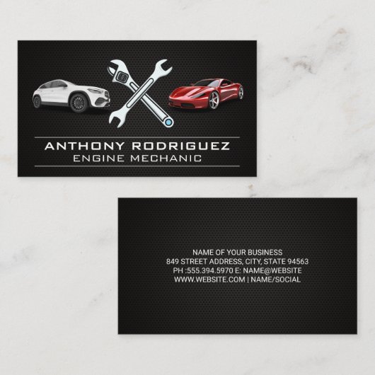 車 | レンチ | 整備士車修理 名刺 (正面/裏面)