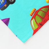 車、ロケット、星のシームレスなパターン フリースブランケット (角)