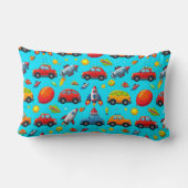 車、ロケット、星のシームレスなパターン ランバークッション (裏面)