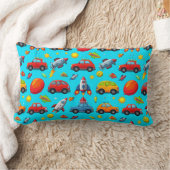 車、ロケット、星のシームレスなパターン ランバークッション (ブランケット)