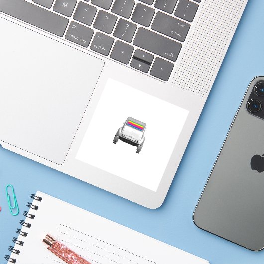車+虹 シール (ノートパソコンとiPhone)