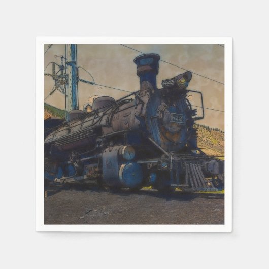 軌道上ヴィンテージ蒸気列車 スタンダードカクテルナプキン (正面)