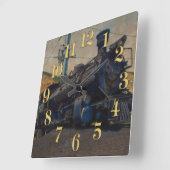 軌道上 – ヴィンテージ蒸気列車 スクエア壁時計 (傾斜)