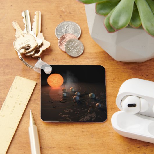 軌道星にあるトラピスト–1の7つののまわりに惑星。 キーホルダー (デスク)