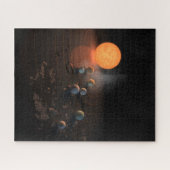 軌道星にあるトラピスト–1の7つののまわりに惑星。 ジグソーパズル (横)