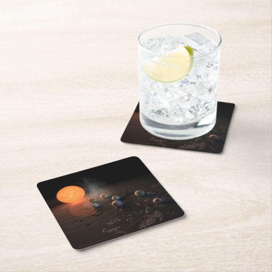 軌道星にあるトラピスト–1の7つののまわりに惑星。 スクエアペーパーコースター (インサイチュ)