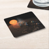 軌道星にあるトラピスト–1の7つののまわりに惑星。 スクエアペーパーコースター (アングル)