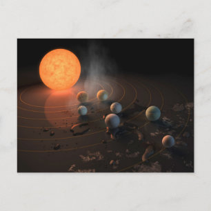 軌道星にあるトラピスト–1の7つののまわりに惑星。 ポストカード