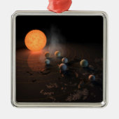 軌道星にあるトラピスト–1の7つののまわりに惑星。 メタルオーナメント (正面)