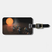 軌道星にあるトラピスト–1の7つののまわりに惑星。 ラゲッジタグ (正面横)