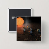 軌道星にあるトラピスト–1の7つののまわりに惑星。 缶バッジ (正面&裏面)