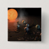 軌道星にあるトラピスト–1の7つののまわりに惑星。 缶バッジ (正面)