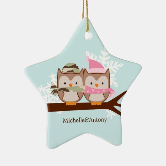 軍のカップルのクリスマスオーナメント セラミックオーナメント (右)